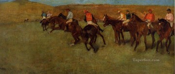 Edgar Degas Painting - En las carreras antes de la salida Edgar Degas